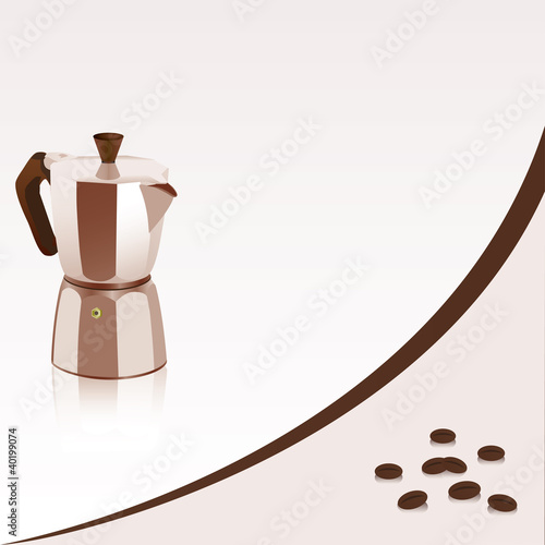 Background with coffee-maker and coffee beans