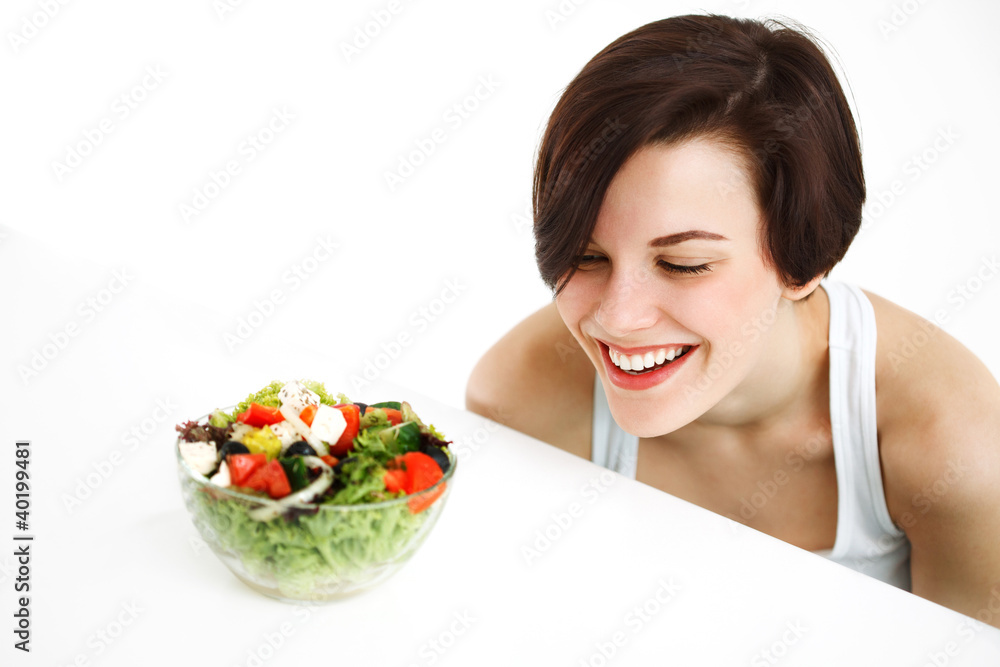 woman with salad