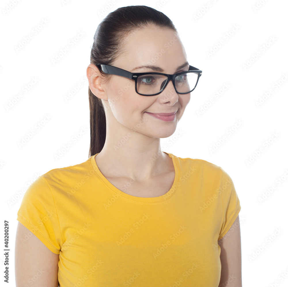 Beautiful young smiling woman in glasses Beautiful young smiling woman in glasses