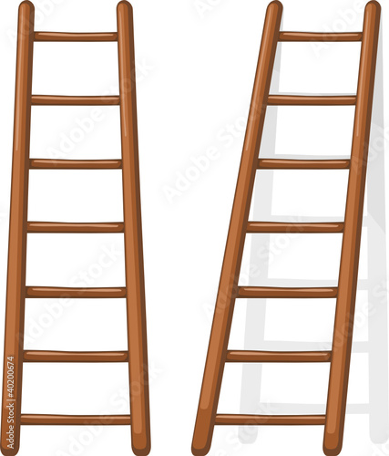 Vector cartoon illustration of a wooden staircase