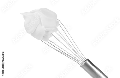 Fotografie Metal whisk for whipping eggs with cream isolated on white