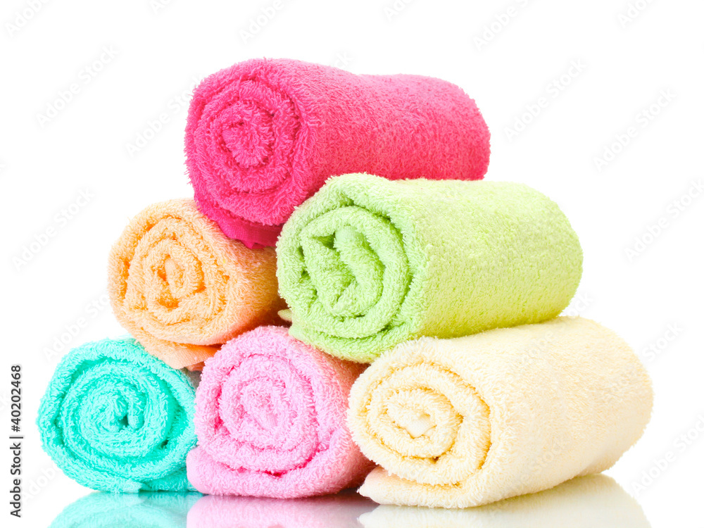 colorful towels isolated on white colorful towels isolated on white