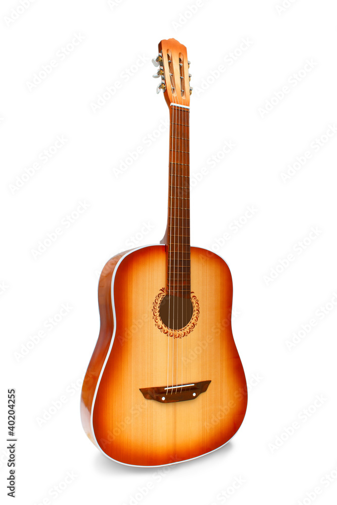 acoustic classical guitar isolated on white