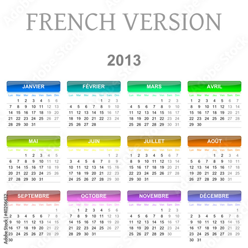2013 French vectorial calendar