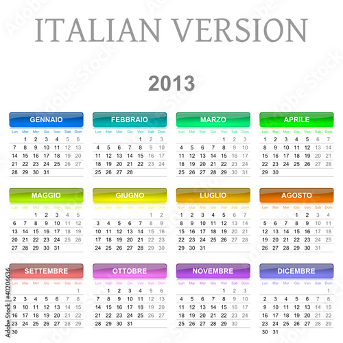 Calendario 2013 vettoriale Italiano