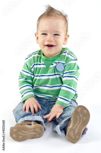 Boy laughing and playing with hands