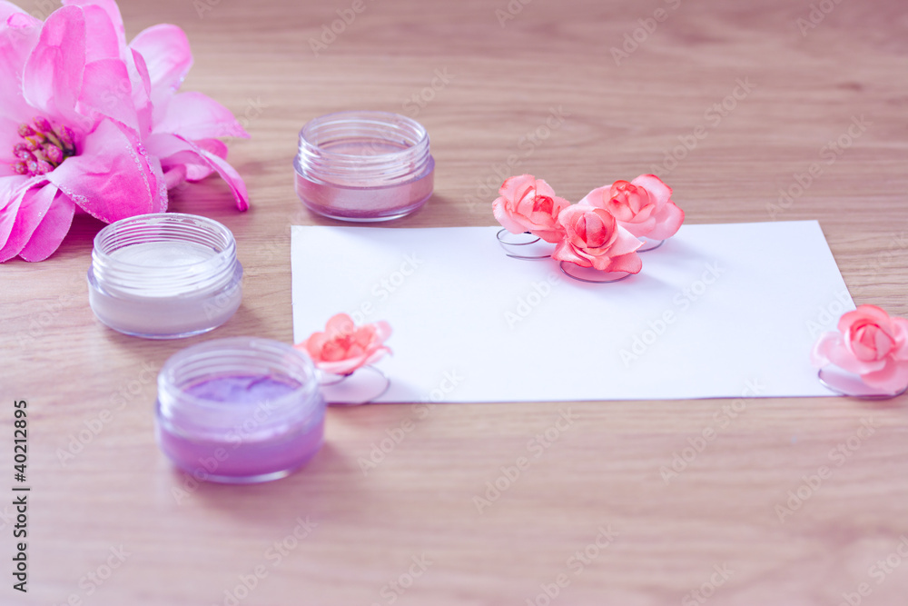 pink flowers and eyeshadow/watercolor with empty card pink flowers and eyeshadow/watercolor with empty card