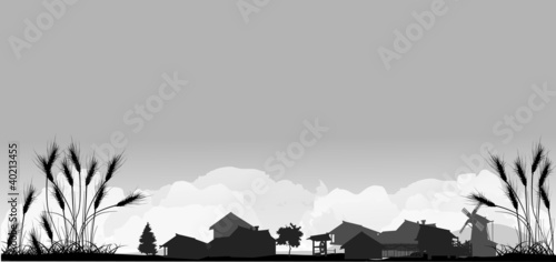 landscape with wheat and village