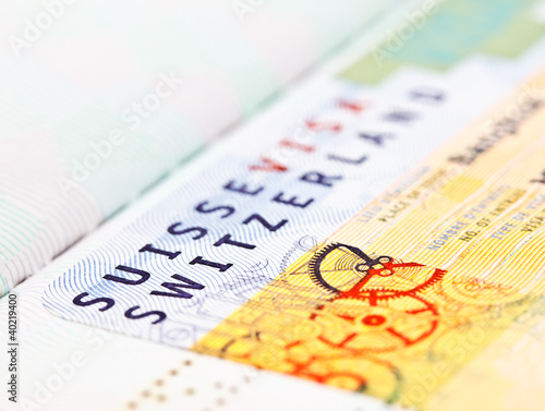 Switzerland VISA on passport