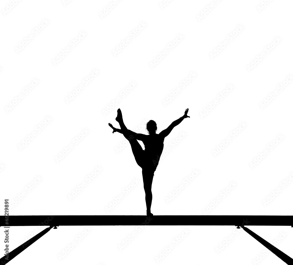 silhouette of female gymnast on balance beam Stock Illustration Adobe