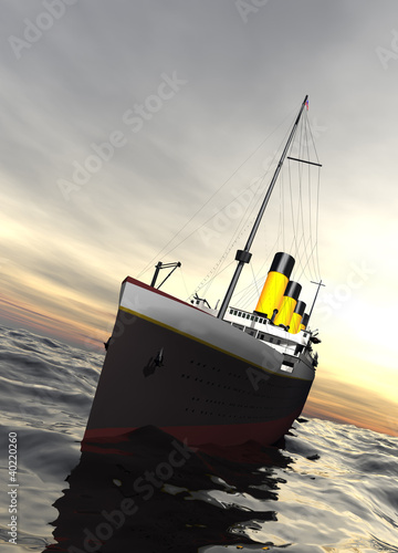 Titanic ship sailing in calm evening waters Fototapet
