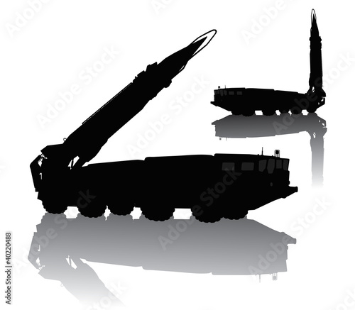 Silhouette of  Scud missile launcher