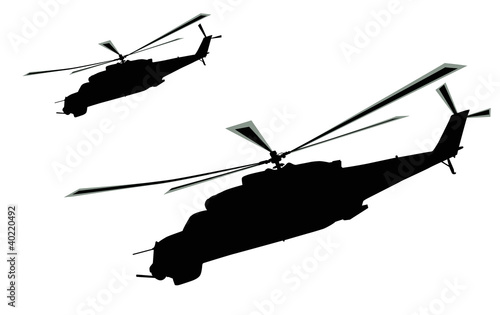 Flying helicopters silhouette