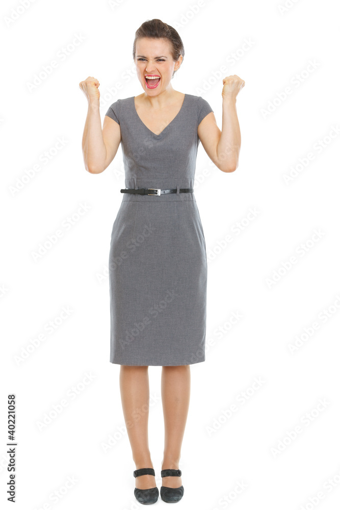 Modern business woman rejoicing success Modern business woman rejoicing success
