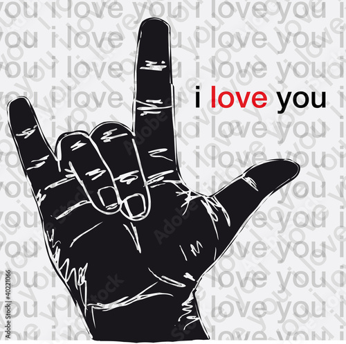 I love you hand symbolic gestures. Vector illustration