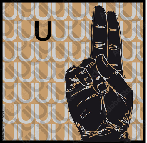 Sketch of Sign Language Hand Gestures, Letter u