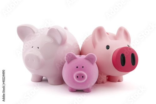 Family of piggy banks with clipping path