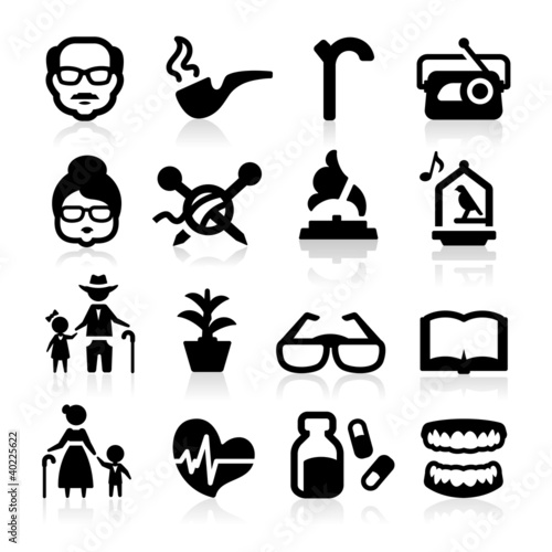 Senior lifestyle Icons set elegant series