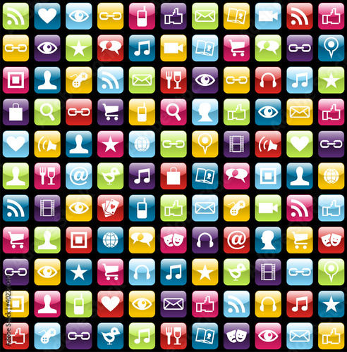 Mobile phone app icons pattern background