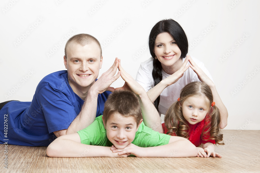 Portrait of a beautiful family: parents and children Portrait of a beautiful family: parents and children