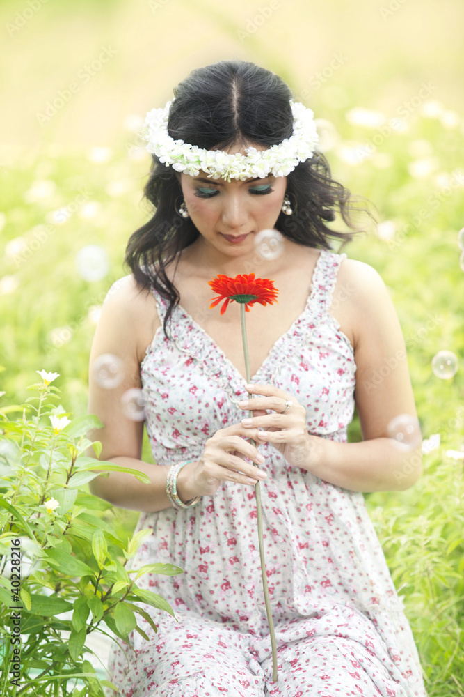 Beautiful Asian woman in Spring