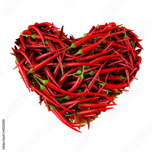 Heart made of Chili Pepper. 3D High-quality rendering