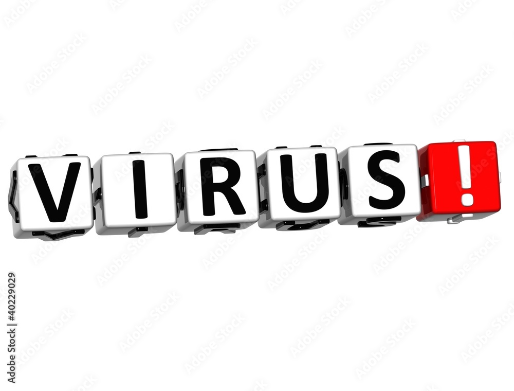 3D Virus Block Cube text