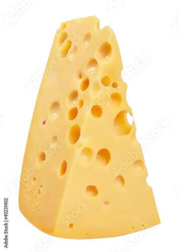 The perfect piece of swiss cheese isolated on white background w