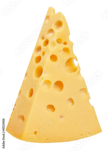 The perfect piece of swiss cheese isolated on white background w