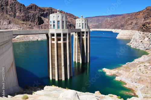 Hoover Dam, Lake Mead, Nevada, Arizona, USA.