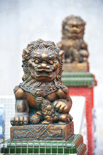 Bronze Lion Statue At A Chinese Temple