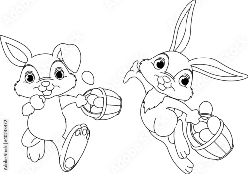 Photography Bunny Hiding Eggs coloring page