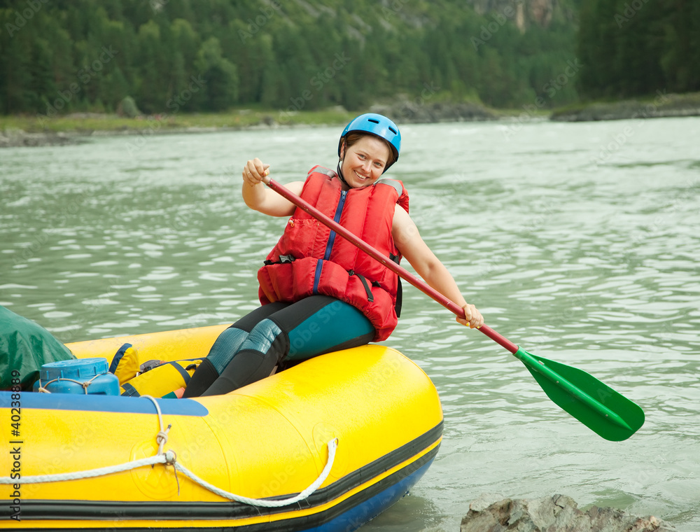 Obraz premium Girl on the raft