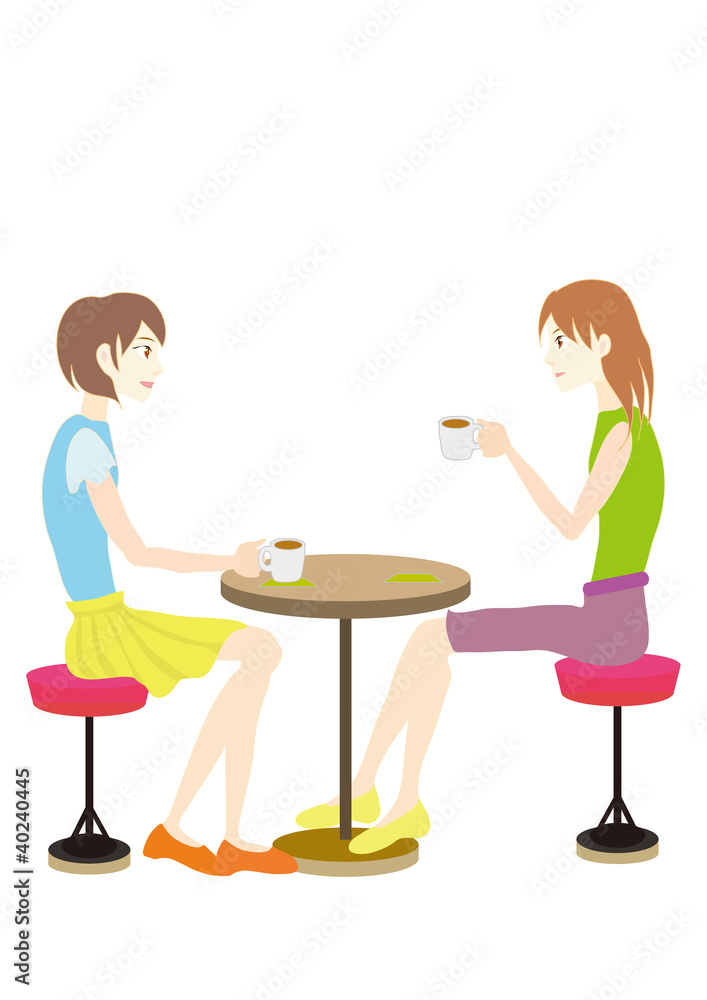 talking wemen at cafe カフェでお茶をする女性達 talking wemen at cafe カフェでお茶をする女性達
