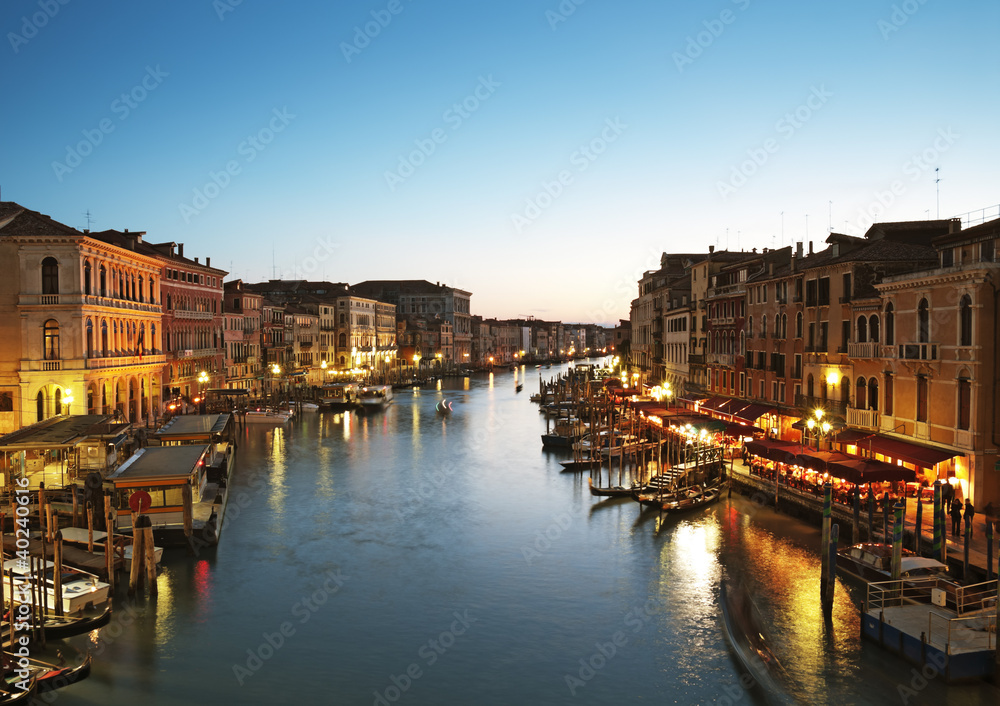 Grand Canal after sunset. Venice - Italy