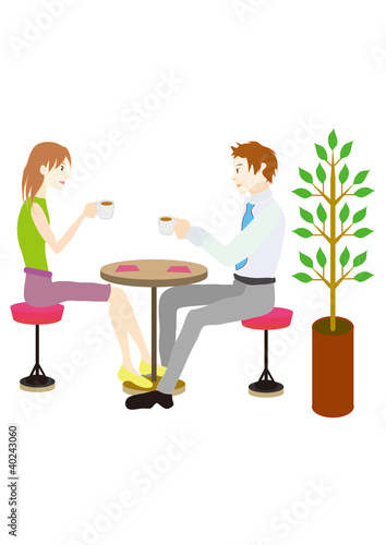 a man and a woman at cafe                            
