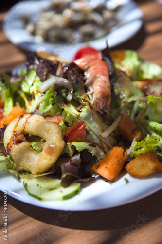 Salade, fruits de mer, gastronomie, cuisine, aliment