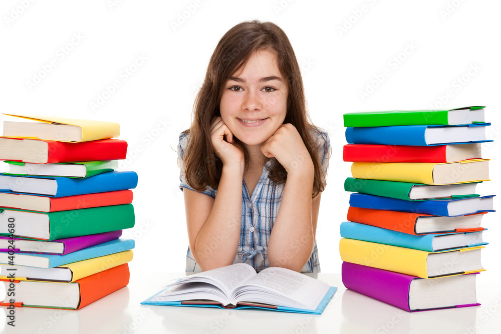 Girl learning isolated on white background Girl learning isolated on white background