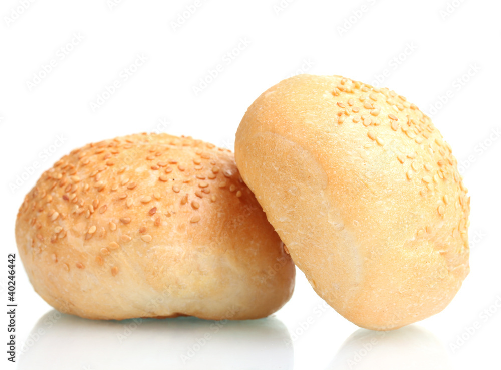 delicious buns with sesame seeds isolated on white delicious buns with sesame seeds isolated on white
