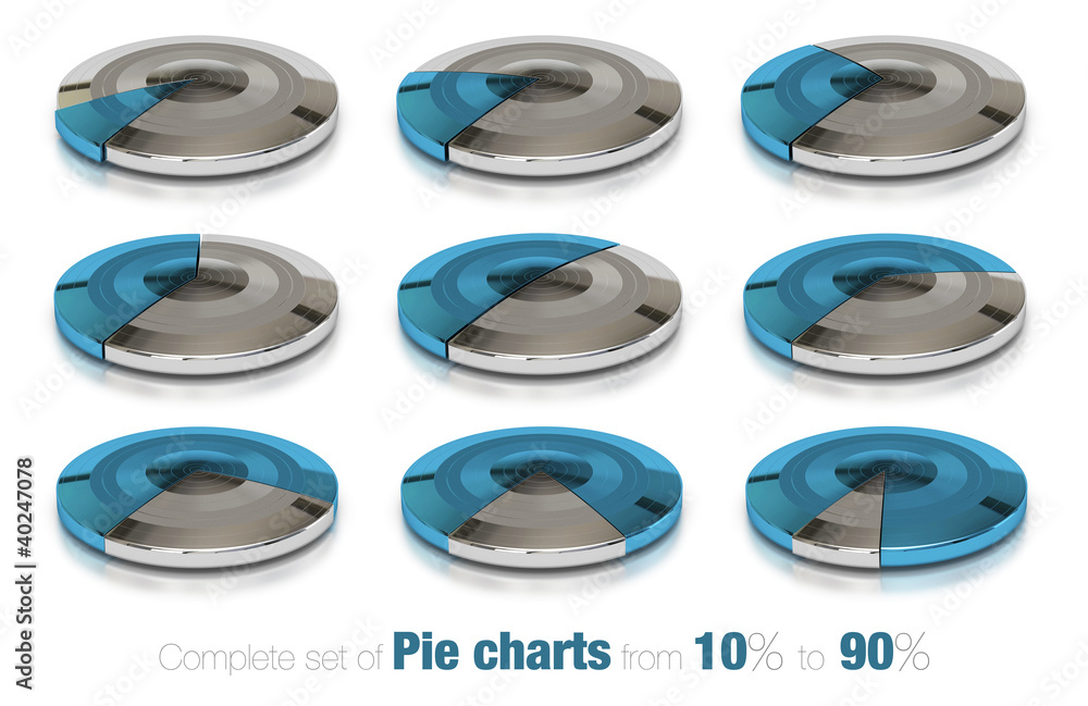 Fototapeta premium business statistics, pie charts set over white