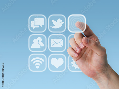 Touch screen with social network icons