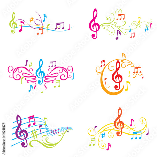 Set of Colorful Musical Notes Illustration - in vector