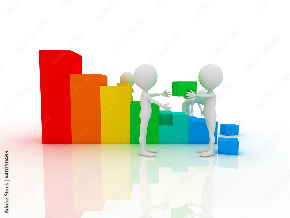 Men with cubes. Teamwork. 3d Men with cubes. Teamwork. 3d