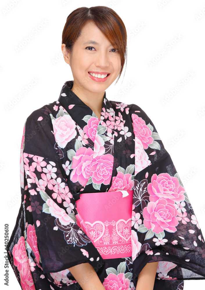young woman wearing Japanese kimono young woman wearing Japanese kimono