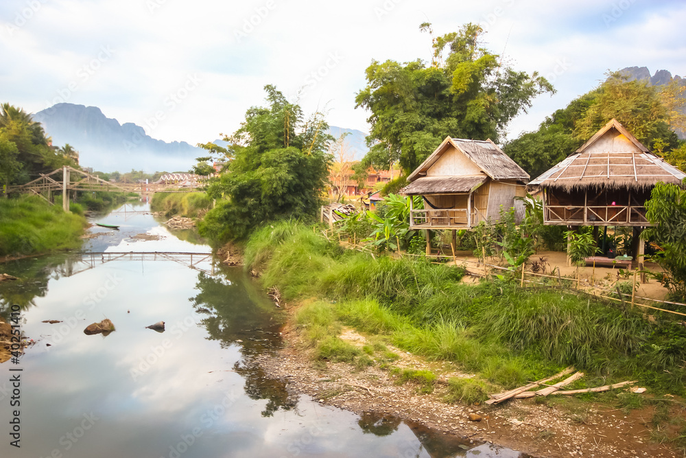 Fototapeta Laos Huts, Vang Vieng, Laos