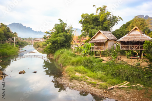 Fototapeta Laos Huts, Vang Vieng, Laos