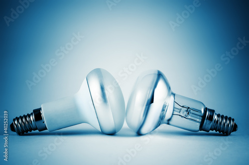 Two lightbulbs in blue