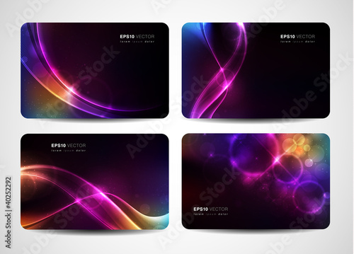 Colorful business cards with magic light and bright colors
