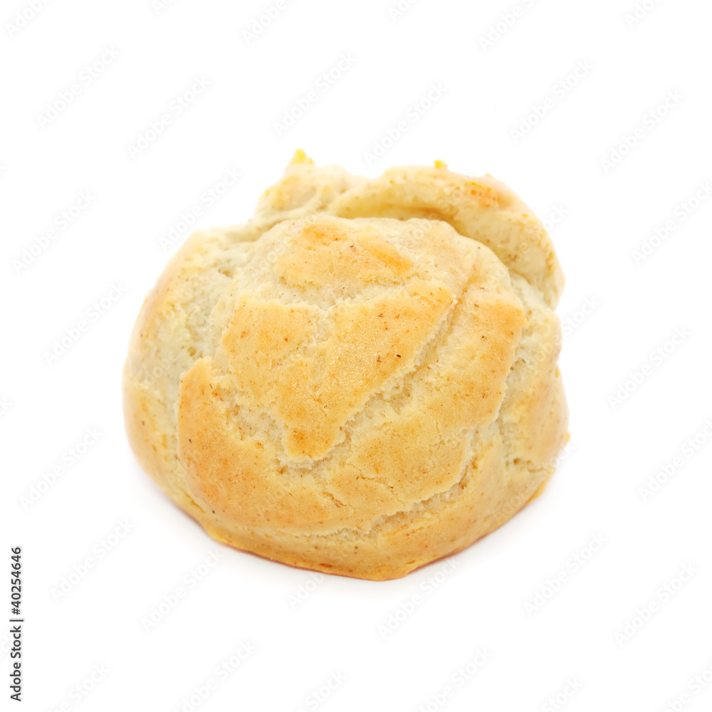 Fresh-Baked Homemade Bun Isolated on White Background Fresh-Baked Homemade Bun Isolated on White Background