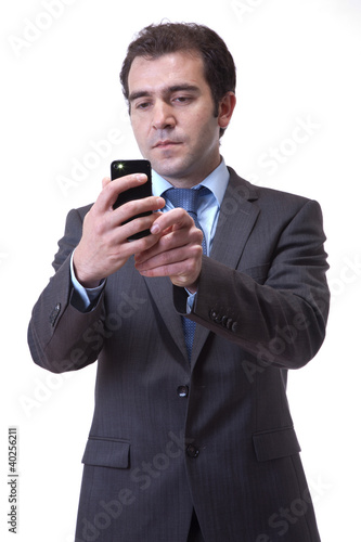business man taking photo with cellphone